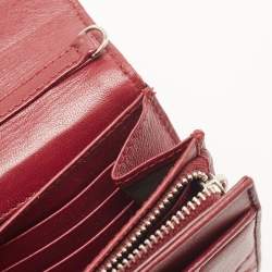 Dior Burgundy Cannage Quilted Leather Lady Dior Continental Wallet