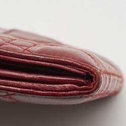 Dior Burgundy Cannage Quilted Leather Lady Dior Continental Wallet