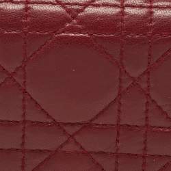 Dior Burgundy Cannage Quilted Leather Lady Dior Continental Wallet