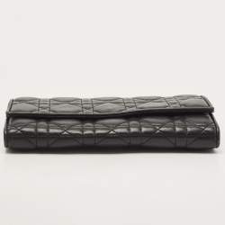 Pre Owned Dior Black Quilted Cannage Leather Lady Dior Wallet on Chain