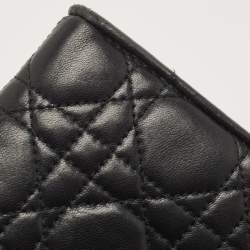Pre Owned Dior Black Quilted Cannage Leather Lady Dior Wallet on Chain