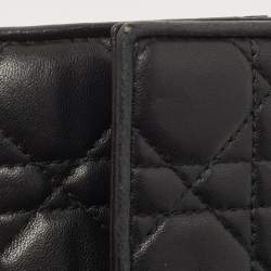 Pre Owned Dior Black Quilted Cannage Leather Lady Dior Wallet on Chain