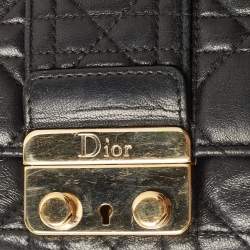 Pre Owned Dior Black Cannage Leather Miss Dior Continental Wallet