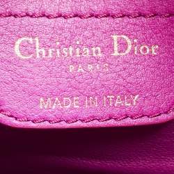 Pre Owned Dior Magenta Leather Jeweled Front Pocket Hobo