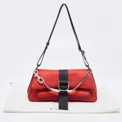 Pre Owned Dior Red/Black Fabric Hardcore Crystals Shoulder Bag