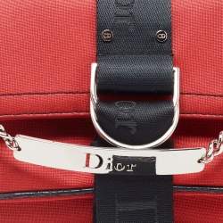 Pre Owned Dior Red/Black Fabric Hardcore Crystals Shoulder Bag