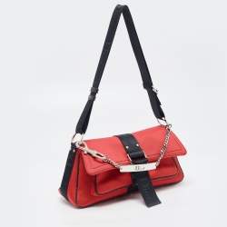 Pre Owned Dior Red/Black Fabric Hardcore Crystals Shoulder Bag