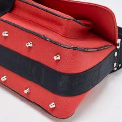 Pre Owned Dior Red/Black Fabric Hardcore Crystals Shoulder Bag