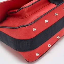 Pre Owned Dior Red/Black Fabric Hardcore Crystals Shoulder Bag