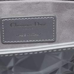 Pre Owned Dior Grey Cannage Diamond Leather Small Lady D-Joy Tote