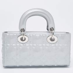 Pre Owned Dior Grey Cannage Diamond Leather Small Lady D-Joy Tote