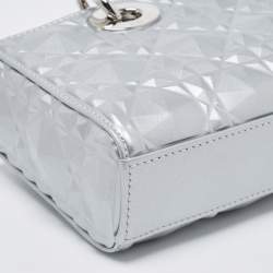 Pre Owned Dior Grey Cannage Diamond Leather Small Lady D-Joy Tote