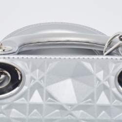 Pre Owned Dior Grey Cannage Diamond Leather Small Lady D-Joy Tote