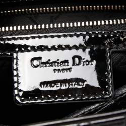 Pre Owned Dior Black Cannage Patent Leather Large Lady Dior Tote