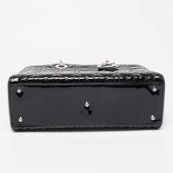 Pre Owned Dior Black Cannage Patent Leather Large Lady Dior Tote