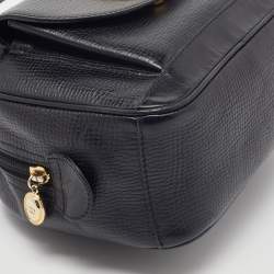 Pre Owned Dior Black Leather Vintage Logo Pocket Satchel