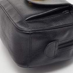 Pre Owned Dior Black Leather Vintage Logo Pocket Satchel