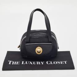 Pre Owned Dior Black Leather Vintage Logo Pocket Satchel