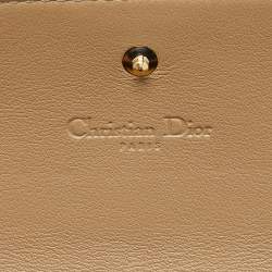 Pre Owned Dior Beige Cannage Patent Leather Lady Dior Wallet on Chain