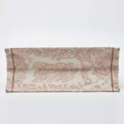 Pre Owned Dior Pink/White Embroidered Canvas Large Toile de Jouy Book Tote
