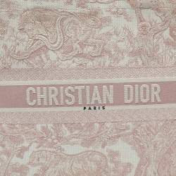 Pre Owned Dior Pink/White Embroidered Canvas Large Toile de Jouy Book Tote