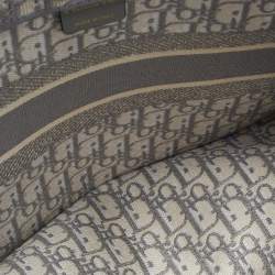 Dior Grey/White Oblique Embroidered Canvas Medium Book Tote