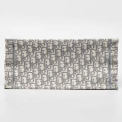 Dior Grey/White Oblique Embroidered Canvas Medium Book Tote