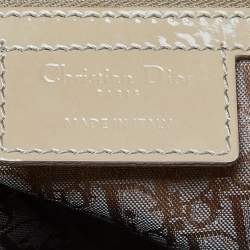 Pre Owned Dior Beige Cannage Patent Leather Large Lady Dior Tote