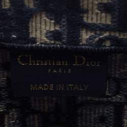 Pre Owned Dior Navy Blue Oblique Embroidered Canvas Large Book Tote