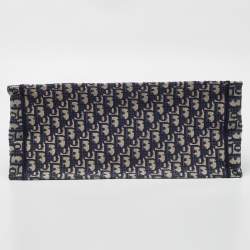 Pre Owned Dior Navy Blue Oblique Embroidered Canvas Large Book Tote