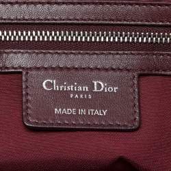Pre Owned Dior Burgundy Cannage Leather Large Soft Lady Dior Shopper Tote