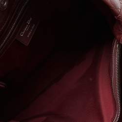 Pre Owned Dior Burgundy Cannage Leather Large Soft Lady Dior Shopper Tote