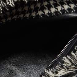 Pre Owned Dior Black/White Houndstooth Patterned Tweed Medium Lady Dior Tote