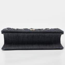 Pre Owned Dior Blue Denim Medium Crystal Embellished Diorama Shoulder Bag