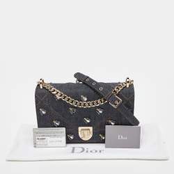 Pre Owned Dior Blue Denim Medium Crystal Embellished Diorama Shoulder Bag