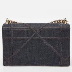 Pre Owned Dior Blue Denim Medium Crystal Embellished Diorama Shoulder Bag