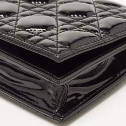 Pre Owned Dior Black Cannage Patent Leather Lady Dior Clutch