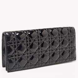 Pre Owned Dior Black Cannage Patent Leather Lady Dior Clutch