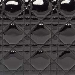 Pre Owned Dior Black Cannage Patent Leather Lady Dior Clutch