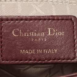 Pre Owned Dior Burgundy Cannage Leather Mini Lady Dior Tote