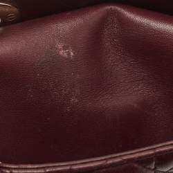 Pre Owned Dior Burgundy Cannage Leather Mini Lady Dior Tote