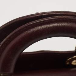 Pre Owned Dior Burgundy Cannage Leather Mini Lady Dior Tote