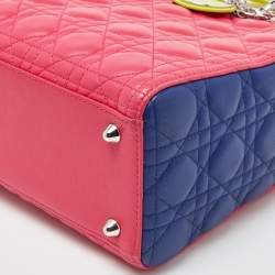 Pre Owned Dior Tri Color Cannage Leather Large Lady Dior Tote