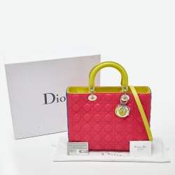 Pre Owned Dior Tri Color Cannage Leather Large Lady Dior Tote