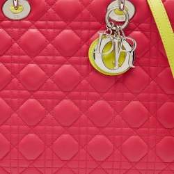 Pre Owned Dior Tri Color Cannage Leather Large Lady Dior Tote