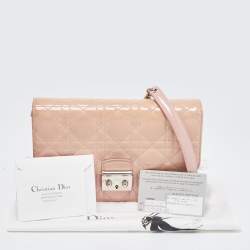 Pre Owned Dior Light Pink Cannage Patent Leather Miss Dior Promenade Chain Bag