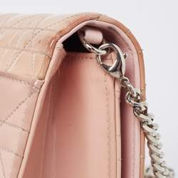 Pre Owned Dior Light Pink Cannage Patent Leather Miss Dior Promenade Chain Bag