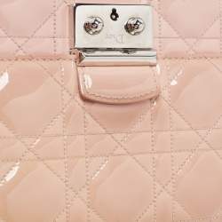 Pre Owned Dior Light Pink Cannage Patent Leather Miss Dior Promenade Chain Bag