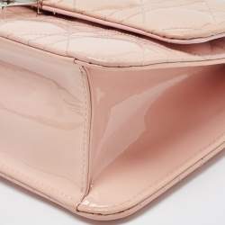 Pre Owned Dior Light Pink Cannage Patent Leather Miss Dior Promenade Chain Bag