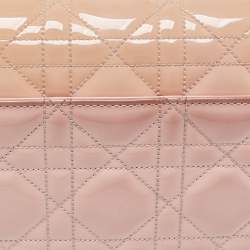 Pre Owned Dior Light Pink Cannage Patent Leather Miss Dior Promenade Chain Bag